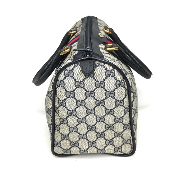 Authentic GUCCI Boston satchel bag navy grey monogram coated canvas - Picture 7 of 16